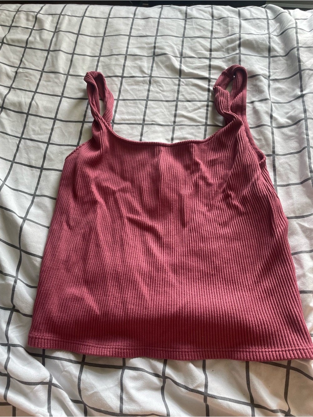 Dynamite Ribbed Twist-Strap Tank in Dusty Rose